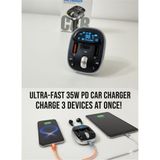 Meax 35W-PD Bluetooth Özellikli ARAÇ OTO İÇİ MP3 ŞARJ ÇAKMAKLIK ile Hızlı Şarj ve Müzik Kontrolü