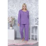 MEBA Kadın Büyük Beden Kışlık Mor Tek Çiçek Pijama Takımı