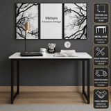 Mebars Narin Çalışma Masası 120x60 cm Beyaz | Bilgisayar Masası | Home Office Ofis Masası | Metal Ayaklı Modern Ders ve Yazı Masası