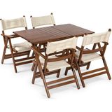 Mebel Stil Atina Minderli Takım (Masa 80X120) - Katlanır, Ahşap Bahçe, Teras, Balkon Takım - Ceviz