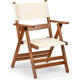 Mebel Stil Atina Pvc Katlanır Sandalye - Dış Mekan 2 Kademeli Kolçaklı Ahşap Bahçe, Balkon Sandalyesi - Ceviz