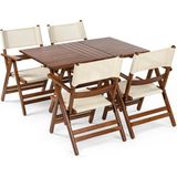 Mebel Stil Atina Pvc Takım (Masa 80X120) - Katlanır, Ahşap Bahçe, Teras, Balkon Takım - Ceviz