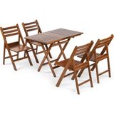 Mebel Stil Ispanya Takım (Masa 60X100) - Katlanır, Ahşap Bahçe, Teras, Balkon Takım - Ceviz