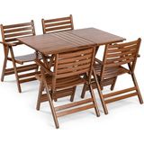 Mebel Stil London Takım (Masa 70X120) - Katlanır, Ahşap Bahçe, Teras, Balkon Takım - Ceviz