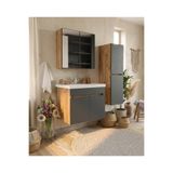 MEBELLİFE VİONA HAVLU DOLAPLI 65 CM SERAMİK LAVABOLU MDF AYNALI BANYO DOLABI A.ÇAM