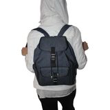 Mebes Denim Kumaş Kadın Sırt Çantası 3 Cepli Lacivert-Siyah Detaylı ÇNT3CEPKOTMK-003