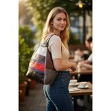 Mebes Hakiki Deri Kadın Çanta Saka Model Kahverengi Krem Kırmızı ÇNTDRKHVKRKIR06 - Krem - Taba - Kahve
