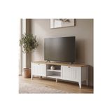 Mebran 2 Kapaklı Raflı Tv Ünitesi Modern Televizyon Sehpası Ahşap Görünümlü Salon Tv Standı