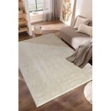 MEC Home Düz Bej Peluş Halı - Kaymaz Tabanlı, Yumuşak Dokulu, Makinede Yıkanabilir, Salon & Oturma Odası İçin - 11 Ölçü Seçeneği (120x200 cm)