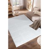 MEC Home Düz Beyaz Peluş Halı – Kaymaz Taban – 11 Farklı Ölçü – Yıkanabilir, Yumuşak Dokulu (200x290 cm)