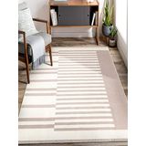 MEC HOME Karesse 134 - Modern, Yıkanabilir, Çift Taraflı Kilim - 7 Boyut Seçeneği ile Salon, Yatak Odası, Mutfak ve Antre Kilim (Bej-Krem) (80x250)