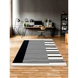 MEC HOME Karesse 134 Siyah Kilim – Yıkanabilir, Modern, Çift Taraflı Halı | 7 Farklı Boyut | Salon, Yatak Odası, Mutfak ve Antre için Şık Dekoratif Halı-Kilim (160x220)