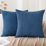 Mecatny Kadife Dekoratif Kırlent Kılıfları 18x18 2'li Set, Kanepe Yatak Odası Oturma Odası için, Ev Dekoru için Şık Yumuşak Kanepe Yastık Kılıfları, Lacivert