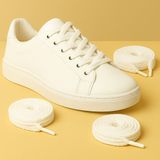 Mece Spor Ayakkabı Bağcık Elastik Beyaz Düz Spor Bağcık – Sneaker ve Günlük Ayakkabı Uyumlu 120CM