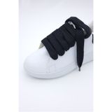 MECE SPOR Siyah Ekstra Kalın Sneaker Ayakkabı Bağcığı - 130 cm x 1.8 cm Yassı Oversize Bağcık