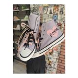 MECH BUTİK Blackpink Kalp Baskılı Lila Bilekli Spor Ayakkabı Sneakers