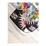 MECH BUTİK Blackpink Üye Göz Baskılı Siyah Bilekli Spor Ayakkabı Sneaker