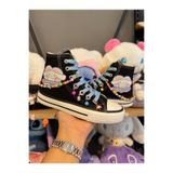 MECH BUTİK Cinnamorol Baskılı Siyah Bilekli Kız Çocuk Boncuklu Ve Halhallı Spor Ayakkabı Sneaker