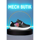 MECH BUTİK K-Pop Demon Hunters Hunterix Baskılı Siyah-Beyaz Çırtlı Rahat Kalıp Çocuk Spor Ayakkabı Sneaker