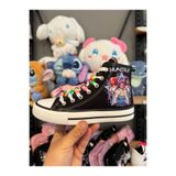 MECH BUTİK K-Pop Demon Huntirx Özel Basklı Siyah Boncuklu Keten Bilekli Spor Ayakkabı Sneakers