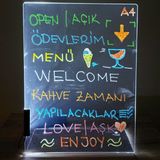 Mechabau Yaz Sil Işıklı Neon Tabela Kalemli USB (Elektrikli) Yazı Tahtası Işıklı Yazı Panosu LED Tabela A4 (21X29CM)