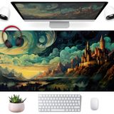 Mechanical Cattle Havalı Estetik Kale Mouse Pad Masa Pedi Sevimli Bulutlu ve Yıldızlı Masa Örtüsü, Ofis Masası Dekoru Anime Mousepad Dizüstü Bilgisayar Klavyesi ve Fare Altlığı, XXL Büyük Genişletilmiş Oyun Masası, Kız