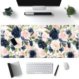 Mechanical Cattle Mavi Pembe Mouse Pad Mürekkep ve Yıkama Mavi Pembe Çiçek Boho Kadınlar için Masa Malzemeleri Ofis Estetik Masa Mat Mousepad Masa Pedi Klavye Pedi, Dikişli Kenarları ile Kaymaz Kauçuk Taban 80 x 30 cm