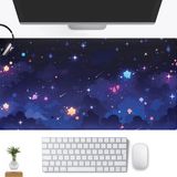 Mechanical Cattle Mavi Yıldız Masa Matı Sevimli Bulut Masa Pedi, Estetik Yıldızlı Gökyüzü Fare Altlığı Oyun Mousepad XXL, Klavye ve Fare için Ekstra Büyük Masa Üstü Paspaslar, Bilgisayar Dizüstü Bilgisayar Matı Kawaii