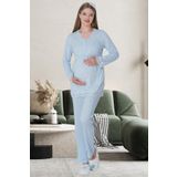 Mecit 1501 Mavi Hamile Lohusa Pijama Takımı