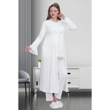 Mecit 1517 Ekru Sabahlıklı Lohusa Pijama Takımı