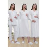 Mecit 1519 Ekru Lohusa Sabahlık Gecelik Pijama Set