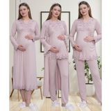 Mecit 1519 Gül Kurusu Lohusa Sabahlık Gecelik Pijama Set