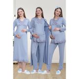 Mecit 1519 Mavi Lohusa Sabahlık Gecelik Pijama Set
