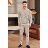 Mecit 2757 Erkek Gri Büyük Beden Uzun Kollu Pijama Takımı