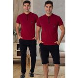 Mecit 2769 Erkek Bordo Büyük Beden Şortlu Pijama Takımı