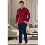 Mecit 2904 Erkek Bordo Yüzde Yüz Pamuk Büyük Beden Pijama Takımı