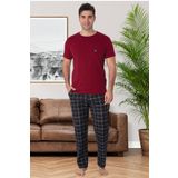Mecit 2906 Bordo Ekoseli Erkek Büyük Beden Pijama Takımı