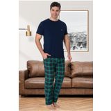 Mecit 2907 Lacivert Ekoseli Erkek Büyük Beden Pijama Takımı