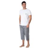 Mecit 2913 Gri Ekoseli Erkek Büyük Beden Capri Pijama Takımı