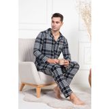 Mecit 2950 Beyaz Ekoseli Büyük Beden Kışlık Erkek Pijama Takımı