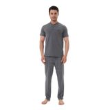 Mecit 2981 Füme Büyük Beden Kısa Kollu Erkek Pijama Takımı