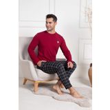 Mecit 3050 Bordo Ekoseli Erkek Büyük Beden Pijama Takımı