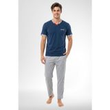 Mecit 4005 İndigo %100 Pamuk Kısa Kollu Erkek Pijama Takımı