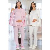 Mecit 5104 pelerinli hamile lohusa 3 lü pijama sabahlık takım
