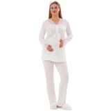 Mecit 5808 Ekru Hamile Lohusa Pijama Takımı