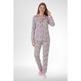 Mecit 5923 Flamingo Desenli Boydan Düğmeli Kadın Pijama Takımı