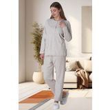 Mecit 6021 Bayan Vizon Büyük Beden Uzun Kollu Pijama Takımı