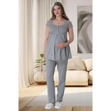 Mecit 6056 Gri Hamile Lohusa Pijama Takımı