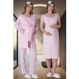 Mecit 6062 Pembe Sabahlıklı Gecelik Pijama Lohusa Set