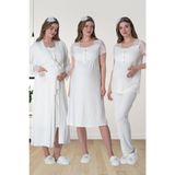 Mecit 6065 Ekru Uzun Sabahlıklı Gecelik Pijama Lohusa Set